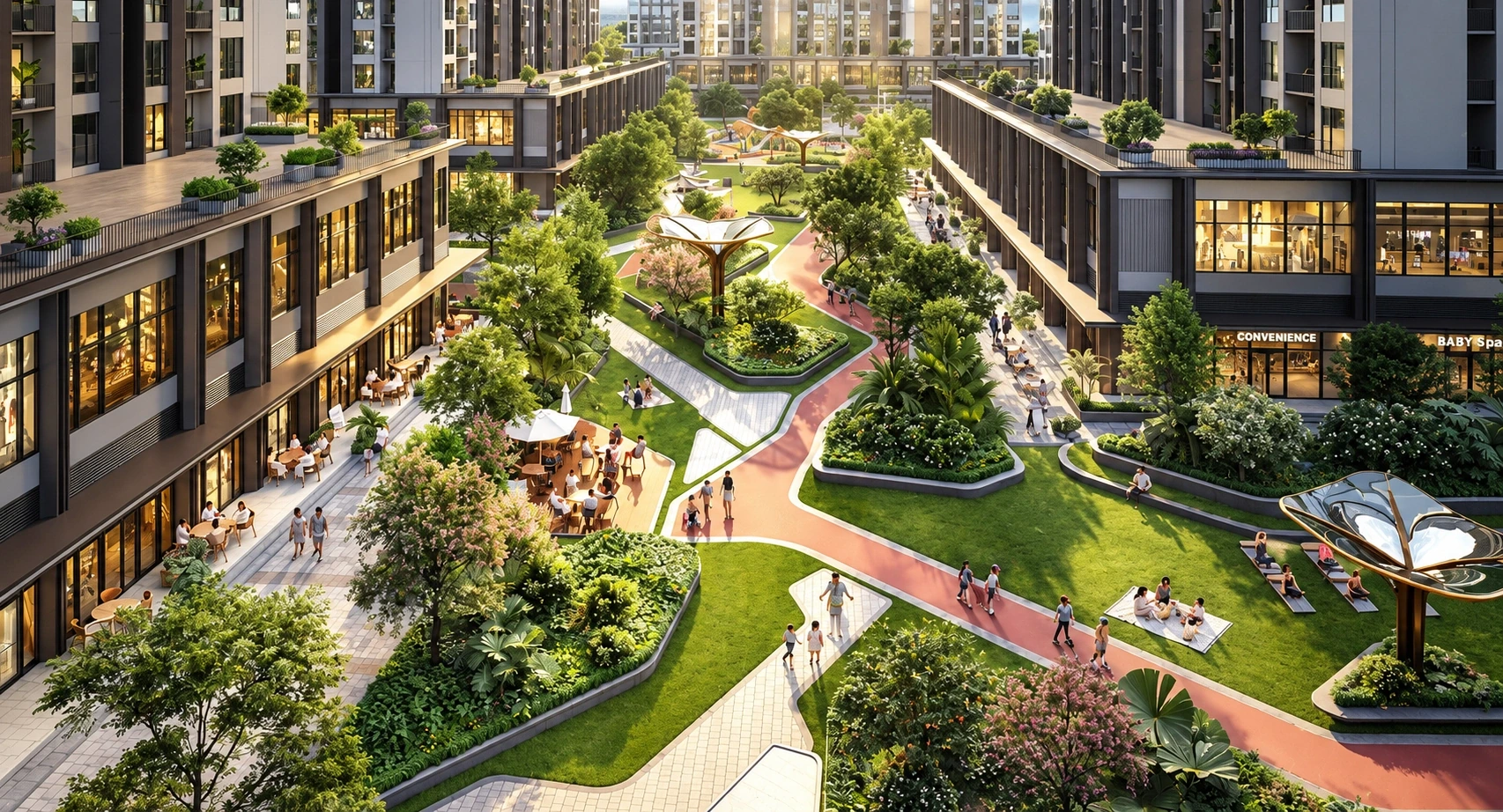 Phối cảnh không gian xanh nội khu The CityOn